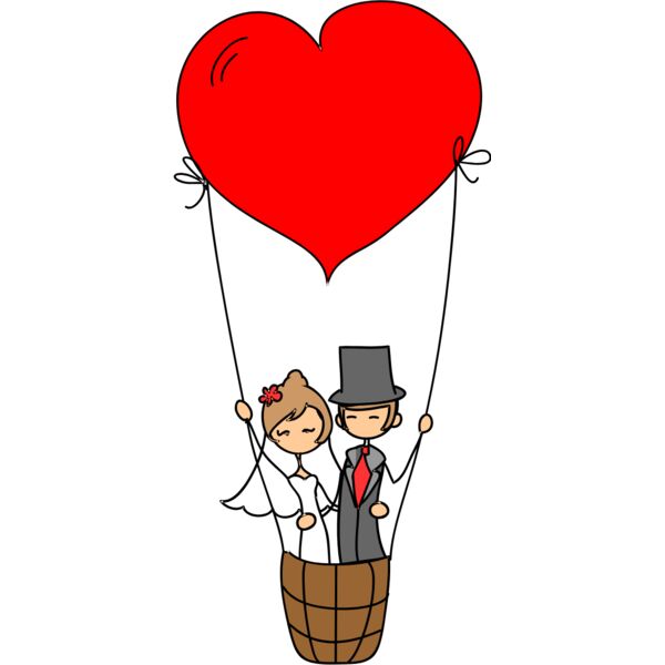 Cartoon Wedding Groom Bride Heart Balloons 2 Thumbnail