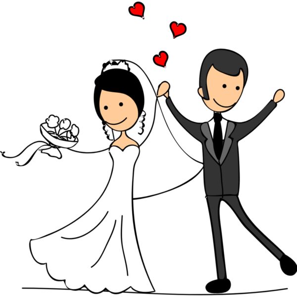 Cartoon Wedding Groom Bride Holding Hands 5 Thumbnail